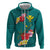 Aloha Kanaka Maoli Hawaii Flowers Zip Hoodie With Polynesian Pattern Teal Color