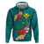 Aloha Kanaka Maoli Hawaii Flowers Zip Hoodie With Polynesian Pattern Teal Color