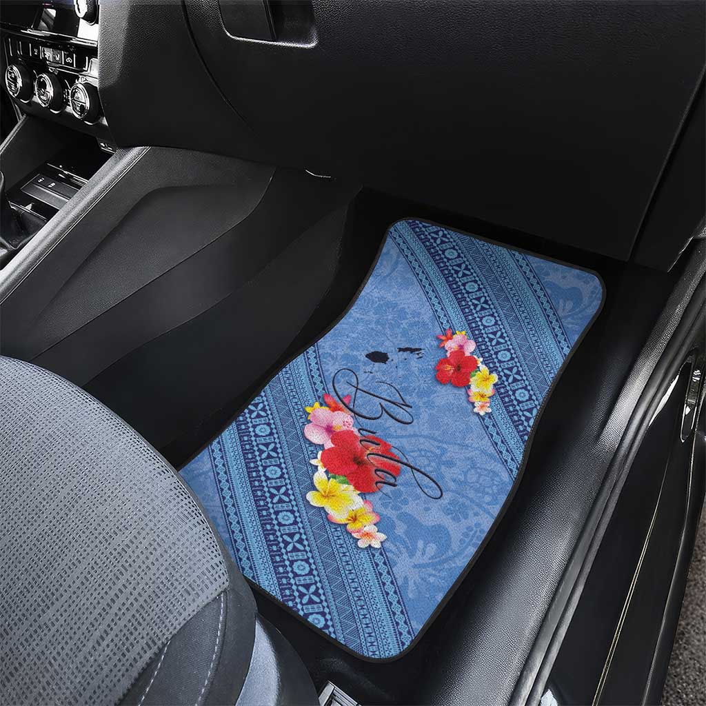 Bula Fiji Hibiscus and Plumeria Flowers Car Mats Tapa Tattoo Polynesian Pattern