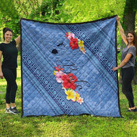 Bula Fiji Hibiscus and Plumeria Flowers Quilt Tapa Tattoo Polynesian Pattern