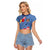Bula Fiji Hibiscus and Plumeria Flowers Raglan Cropped T Shirt Tapa Tattoo Polynesian Pattern