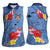 Bula Fiji Hibiscus and Plumeria Flowers Women Sleeveless Polo Shirt Tapa Tattoo Polynesian Pattern