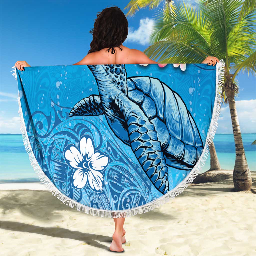 Hawaii Sea Turtle and Tropical Flowers Beach Blanket Polynesian Tattoo Undersea Vibe LT03 - Polynesian Pride