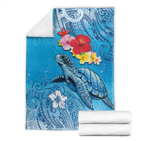 Hawaii Sea Turtle and Tropical Flowers Blanket Polynesian Tattoo Undersea Vibe LT03 - Polynesian Pride