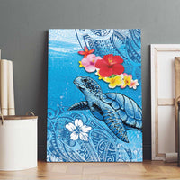 Hawaii Sea Turtle and Tropical Flowers Canvas Wall Art Polynesian Tattoo Undersea Vibe LT03 - Polynesian Pride