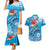 Hawaii Sea Turtle and Tropical Flowers Couples Matching Mermaid Dress and Hawaiian Shirt Polynesian Tattoo Undersea Vibe