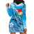 Hawaii Sea Turtle and Tropical Flowers Hoodie Dress Polynesian Tattoo Undersea Vibe