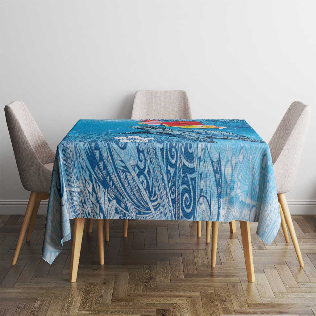 Hawaii Sea Turtle and Tropical Flowers Tablecloth Polynesian Tattoo Undersea Vibe LT03 - Polynesian Pride