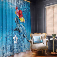 Hawaii Sea Turtle and Tropical Flowers Window Curtain Polynesian Tattoo Undersea Vibe LT03 - Polynesian Pride