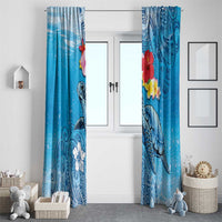 Hawaii Sea Turtle and Tropical Flowers Window Curtain Polynesian Tattoo Undersea Vibe LT03 - Polynesian Pride