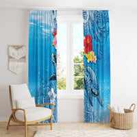 Hawaii Sea Turtle and Tropical Flowers Window Curtain Polynesian Tattoo Undersea Vibe LT03 - Polynesian Pride