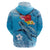 Hawaii Sea Turtle and Tropical Flowers Zip Hoodie Polynesian Tattoo Undersea Vibe