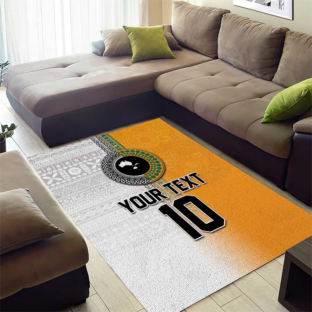Custom Fiji and Australia Rugby Area Rug Aboriginal and Fijian Masi Pattern