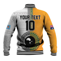 Custom Fiji and Australia Rugby Baseball Jacket Aboriginal and Fijian Masi Pattern