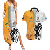 Custom Fiji and Australia Rugby Couples Matching Summer Maxi Dress and Hawaiian Shirt Aboriginal and Fijian Masi Pattern