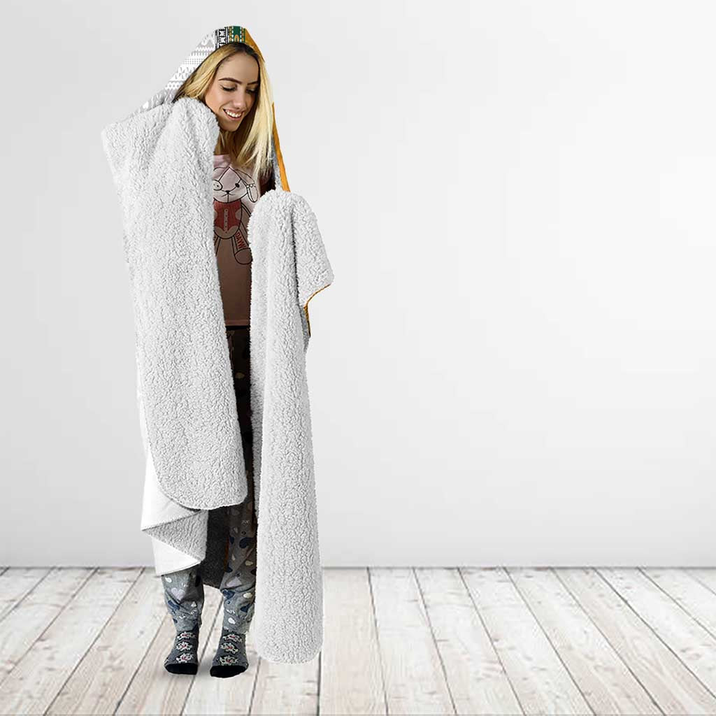 Custom Fiji and Australia Rugby Hooded Blanket Aboriginal and Fijian Masi Pattern