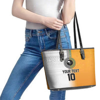 Custom Fiji and Australia Rugby Leather Tote Bag Aboriginal and Fijian Masi Pattern