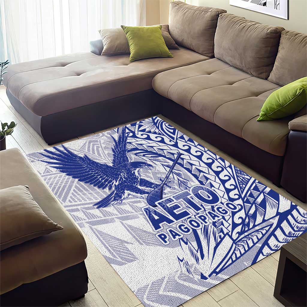 Samoa Pago Pago Aeto Area Rug Wingstyle Blue-White Color - Polynesian Pride