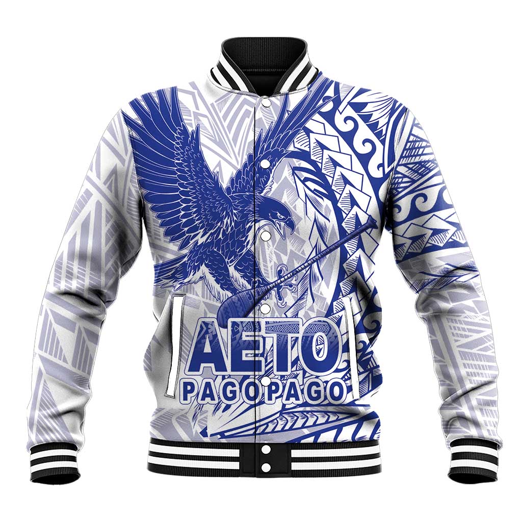Samoa Pago Pago Aeto Baseball Jacket Wingstyle Blue-White Color - Polynesian Pride