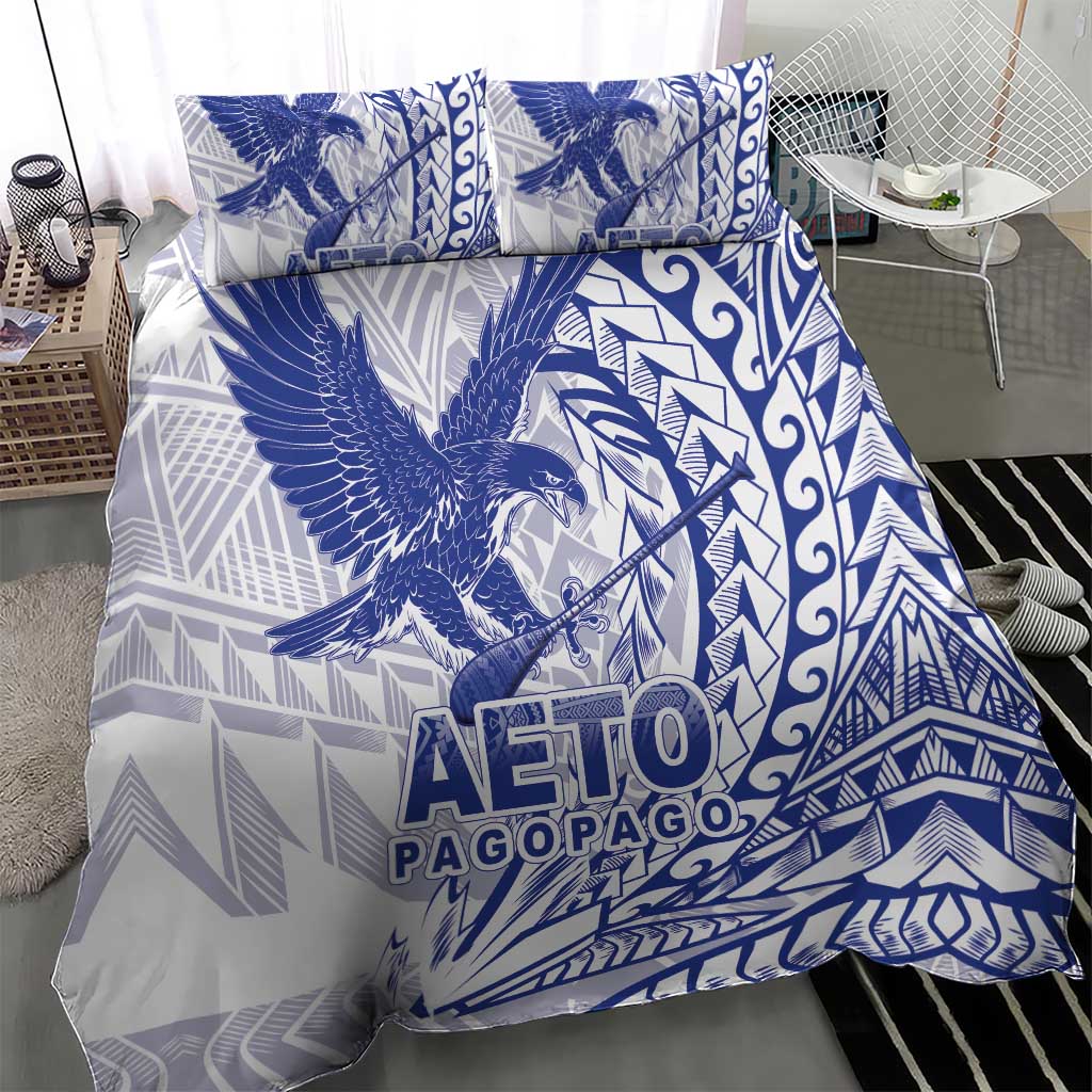 Samoa Pago Pago Aeto Bedding Set Wingstyle Blue-White Color - Polynesian Pride