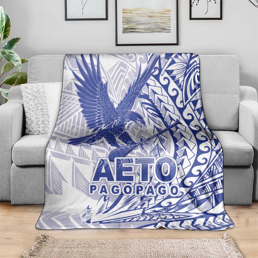 Samoa Pago Pago Aeto Blanket Wingstyle Blue-White Color - Polynesian Pride