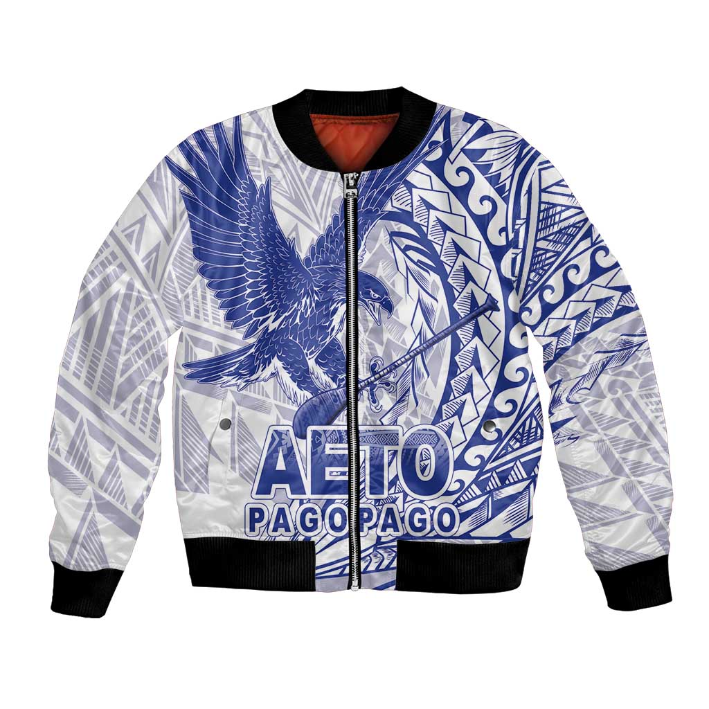 Samoa Pago Pago Aeto Bomber Jacket Wingstyle Blue-White Color - Polynesian Pride