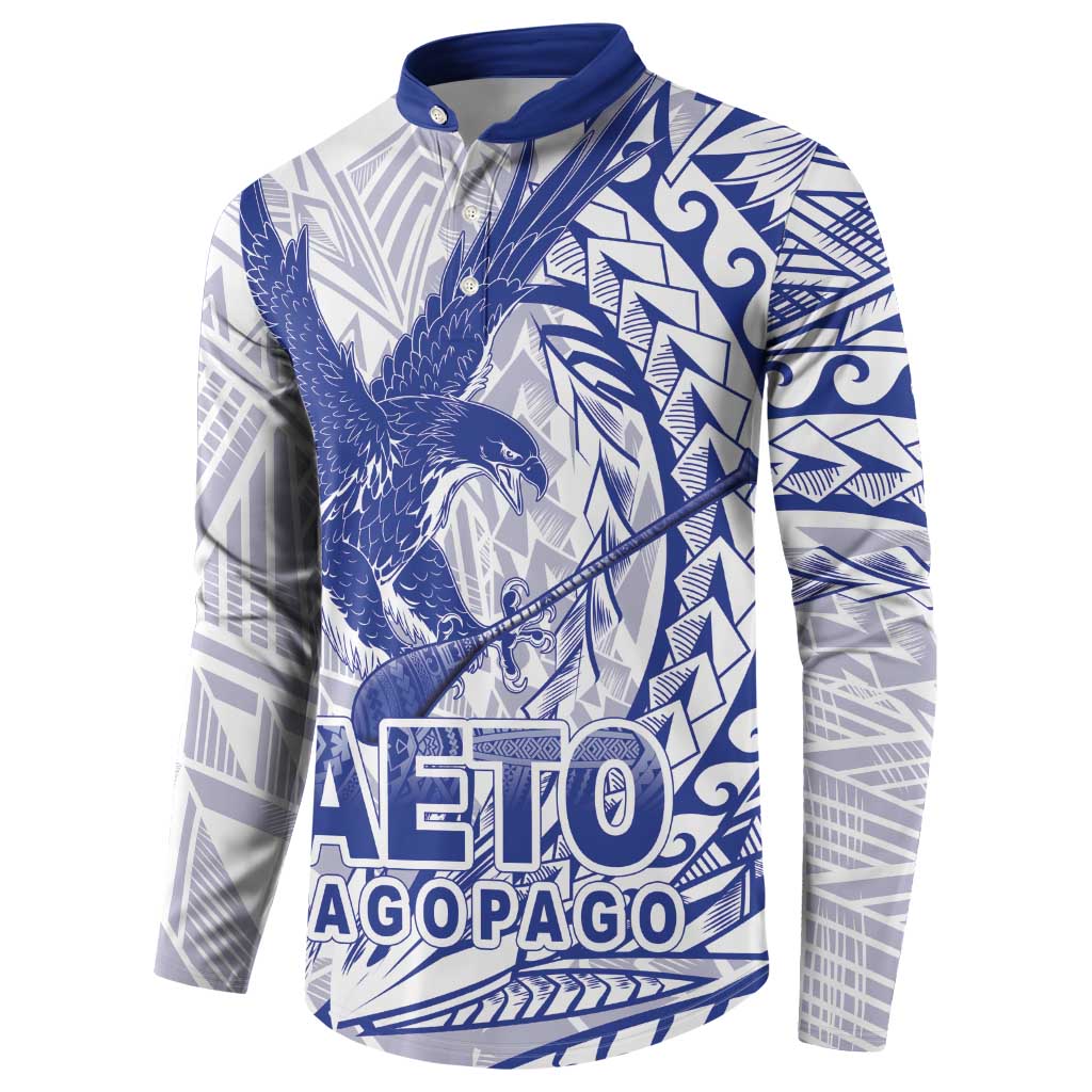 Samoa Pago Pago Aeto Button Sweatshirt Wingstyle Blue-White Color - Polynesian Pride