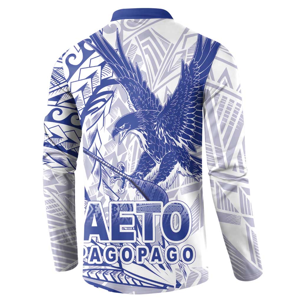 Samoa Pago Pago Aeto Button Sweatshirt Wingstyle Blue-White Color - Polynesian Pride