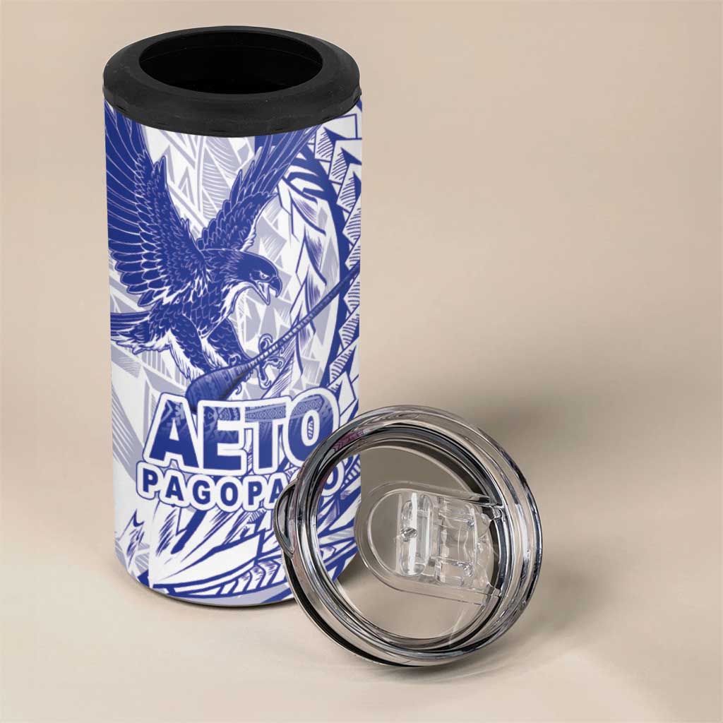 Samoa Pago Pago Aeto 4 in 1 Can Cooler Tumbler Wingstyle Blue-White Color - Polynesian Pride