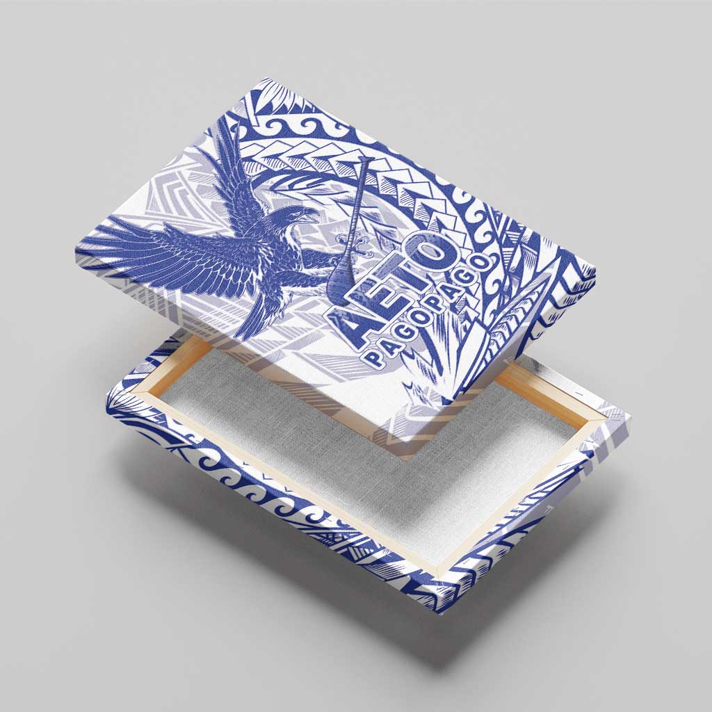 Samoa Pago Pago Aeto Canvas Wall Art Wingstyle Blue-White Color - Polynesian Pride