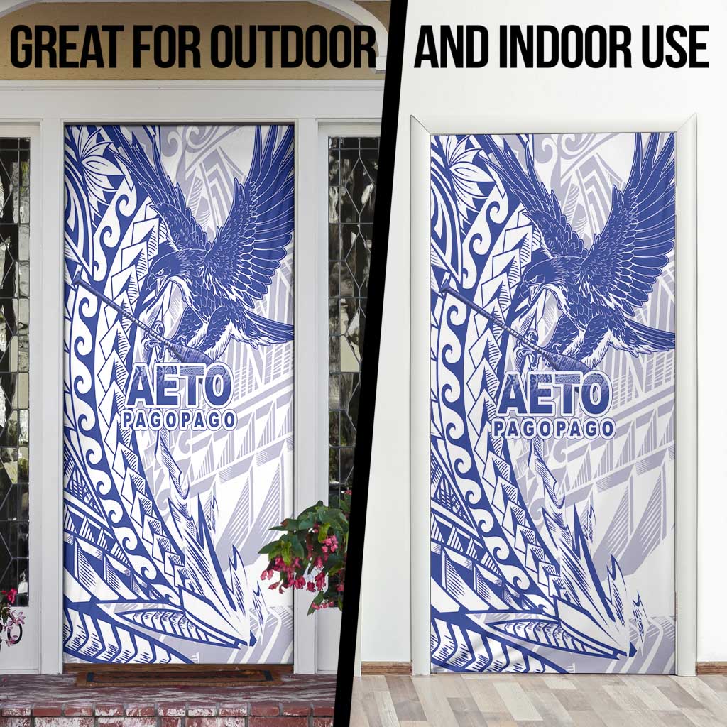 Samoa Pago Pago Aeto Door Cover Wingstyle Blue-White Color - Polynesian Pride