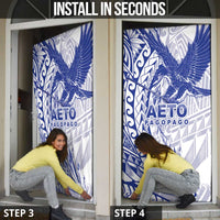 Samoa Pago Pago Aeto Door Cover Wingstyle Blue-White Color - Polynesian Pride