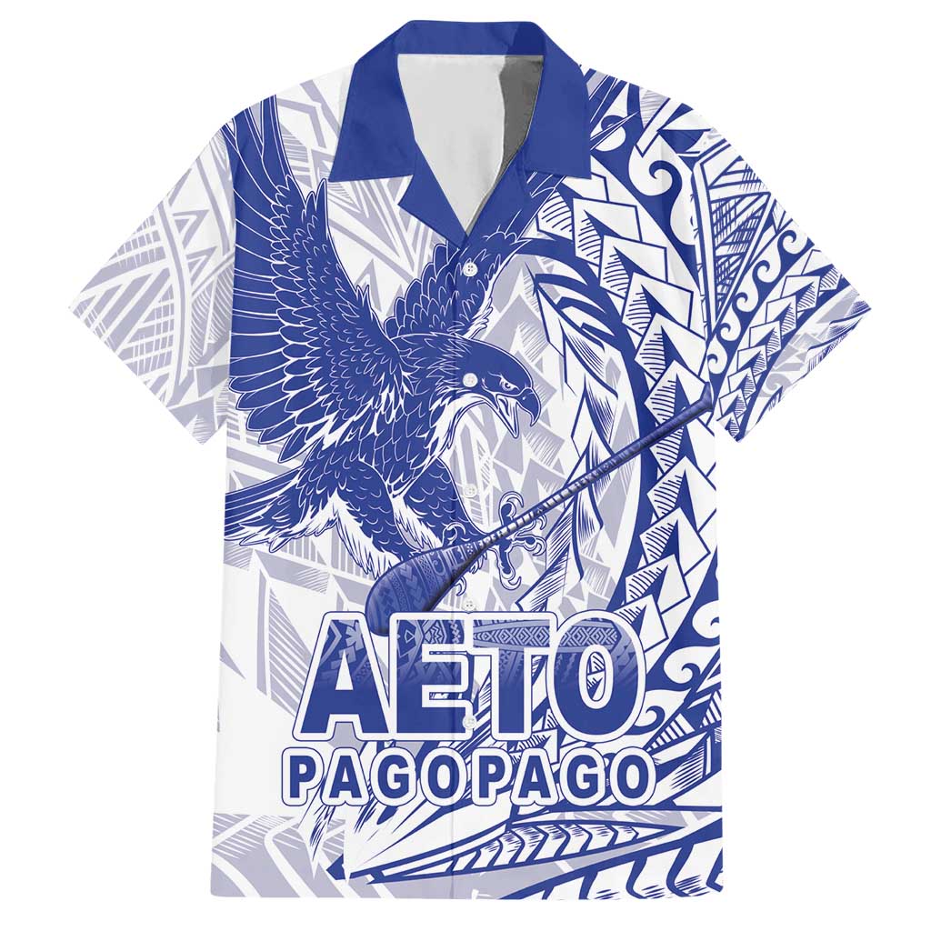 Samoa Pago Pago Aeto Hawaiian Shirt Wingstyle Blue-White Color - Polynesian Pride