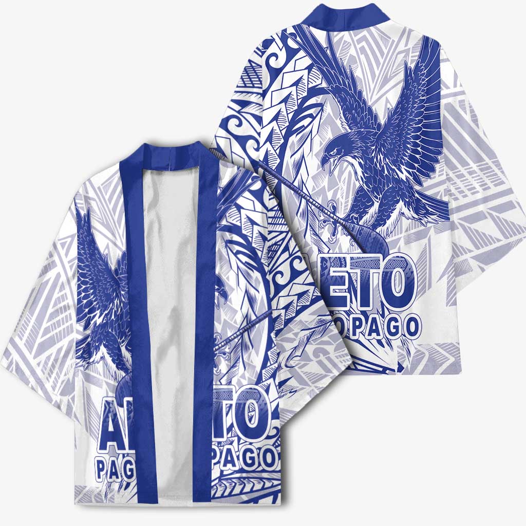 Samoa Pago Pago Aeto Kimono Wingstyle Blue-White Color - Polynesian Pride