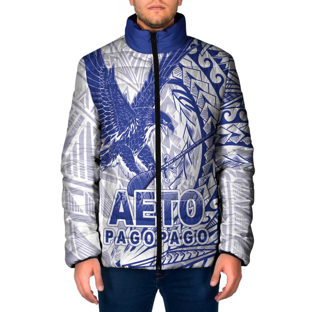 Samoa Pago Pago Aeto Padded Jacket Wingstyle Blue-White Color - Polynesian Pride