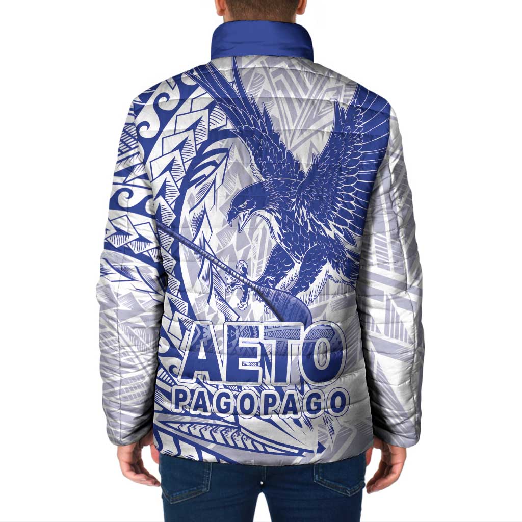 Samoa Pago Pago Aeto Padded Jacket Wingstyle Blue-White Color - Polynesian Pride