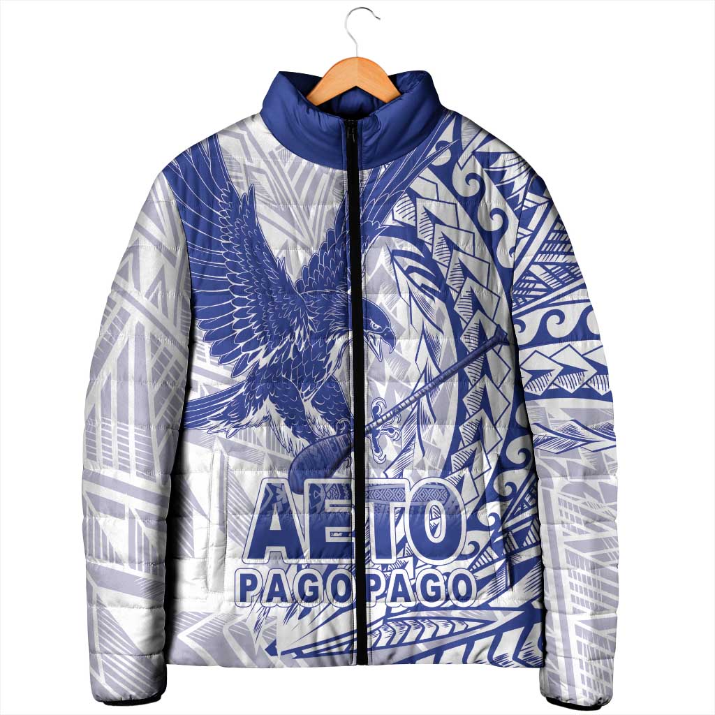 Samoa Pago Pago Aeto Padded Jacket Wingstyle Blue-White Color - Polynesian Pride