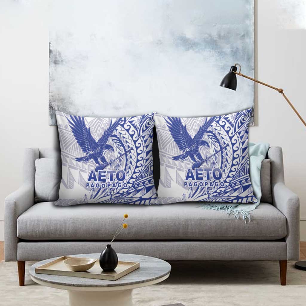 Samoa Pago Pago Aeto Pillow Cover Wingstyle Blue-White Color - Polynesian Pride