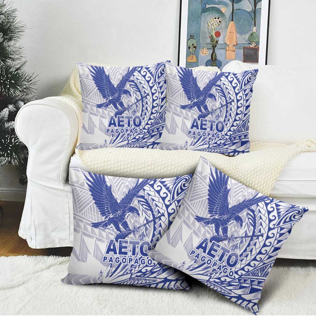 Samoa Pago Pago Aeto Pillow Cover Wingstyle Blue-White Color - Polynesian Pride