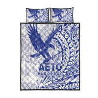 Samoa Pago Pago Aeto Quilt Bed Set Wingstyle Blue-White Color - Polynesian Pride