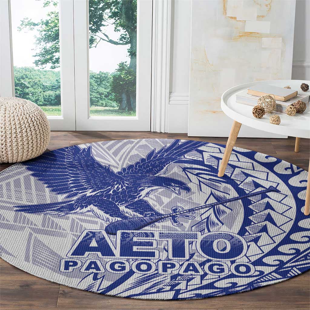Samoa Pago Pago Aeto Round Carpet Wingstyle Blue-White Color - Polynesian Pride