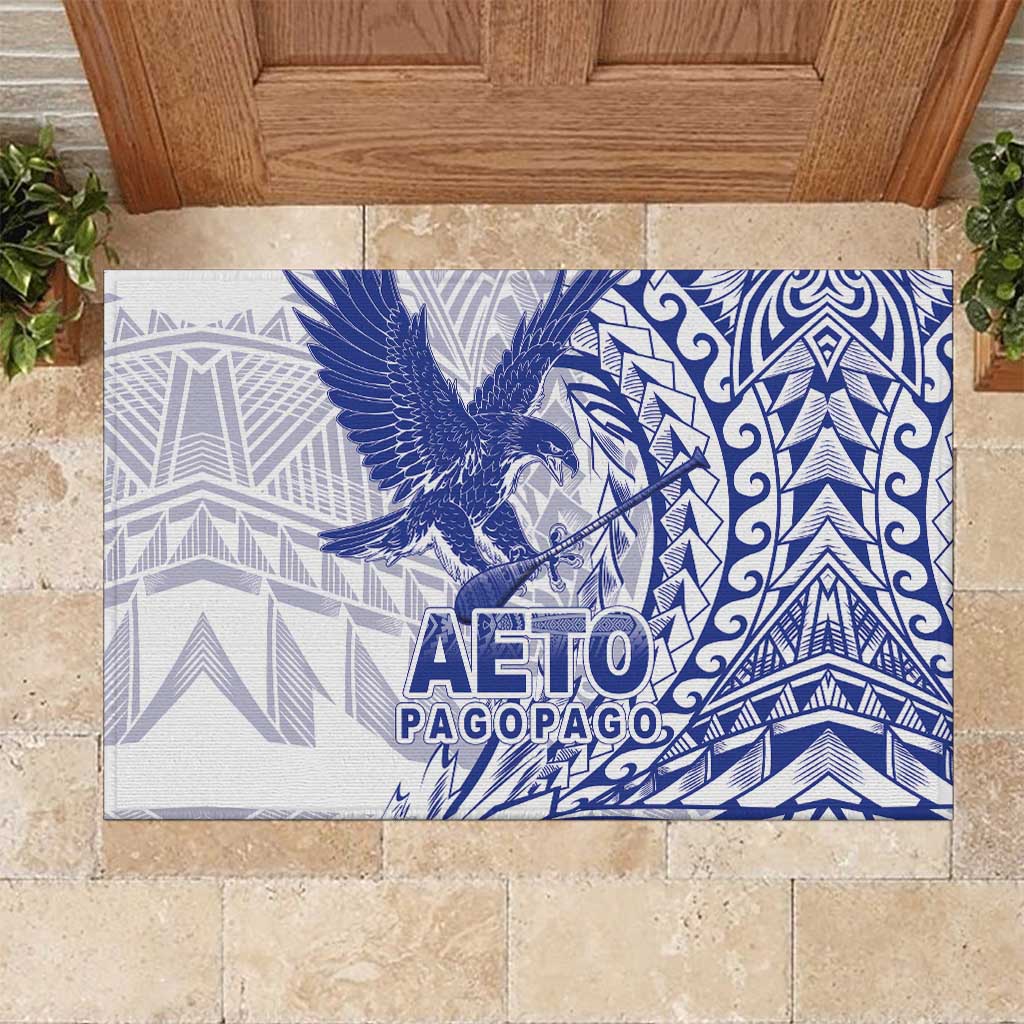Samoa Pago Pago Aeto Rubber Doormat Wingstyle Blue-White Color - Polynesian Pride