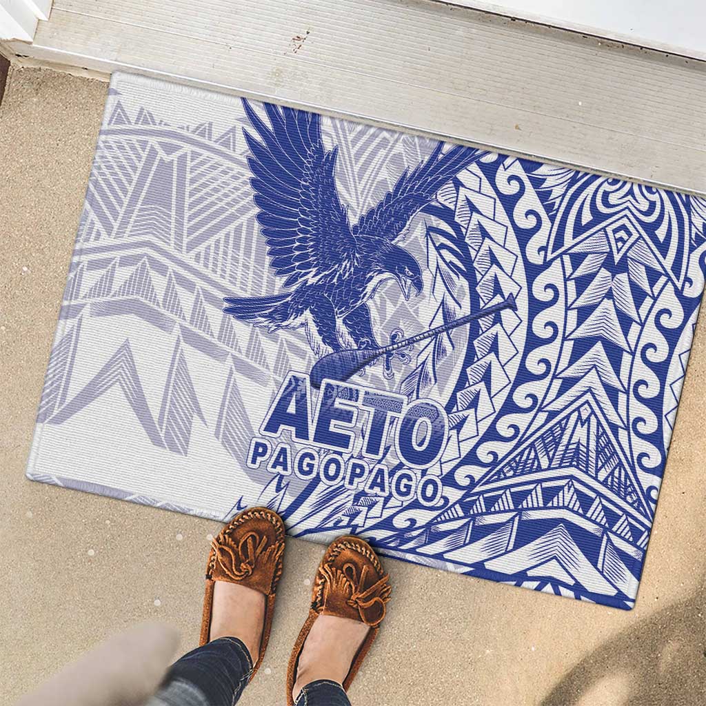 Samoa Pago Pago Aeto Rubber Doormat Wingstyle Blue-White Color - Polynesian Pride