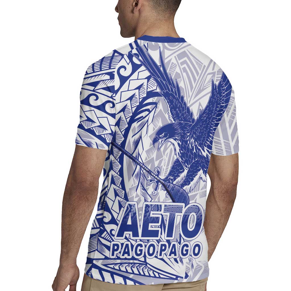 Samoa Pago Pago Aeto Rugby Jersey Wingstyle Blue-White Color - Polynesian Pride