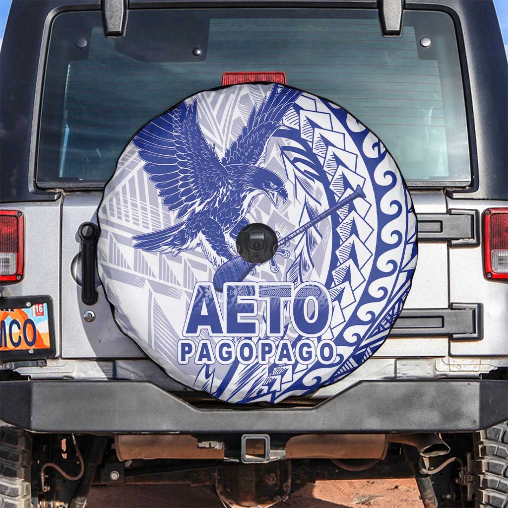 Samoa Pago Pago Aeto Spare Tire Cover Wingstyle Blue-White Color - Polynesian Pride