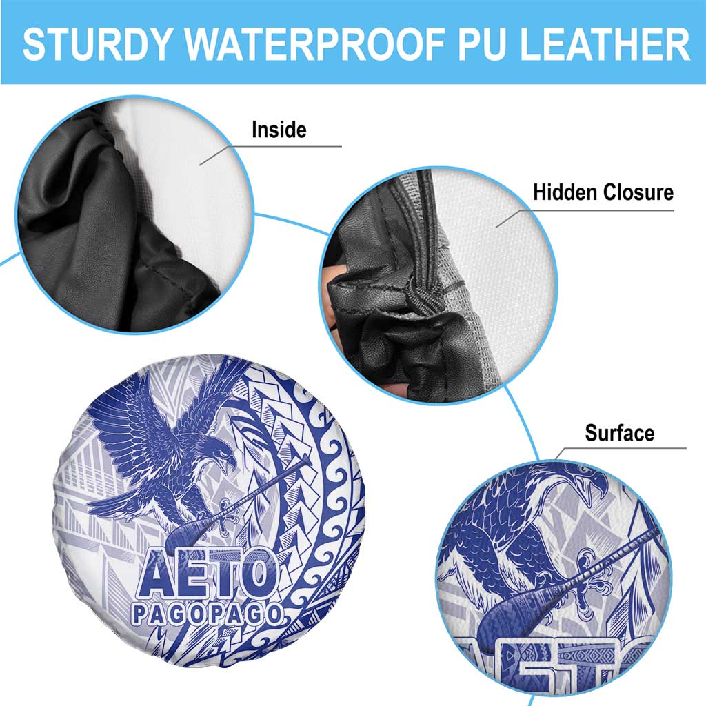 Samoa Pago Pago Aeto Spare Tire Cover Wingstyle Blue-White Color - Polynesian Pride