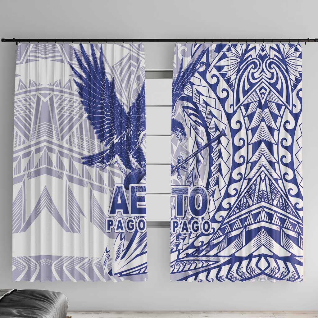Samoa Pago Pago Aeto Window Curtain Wingstyle Blue-White Color - Polynesian Pride