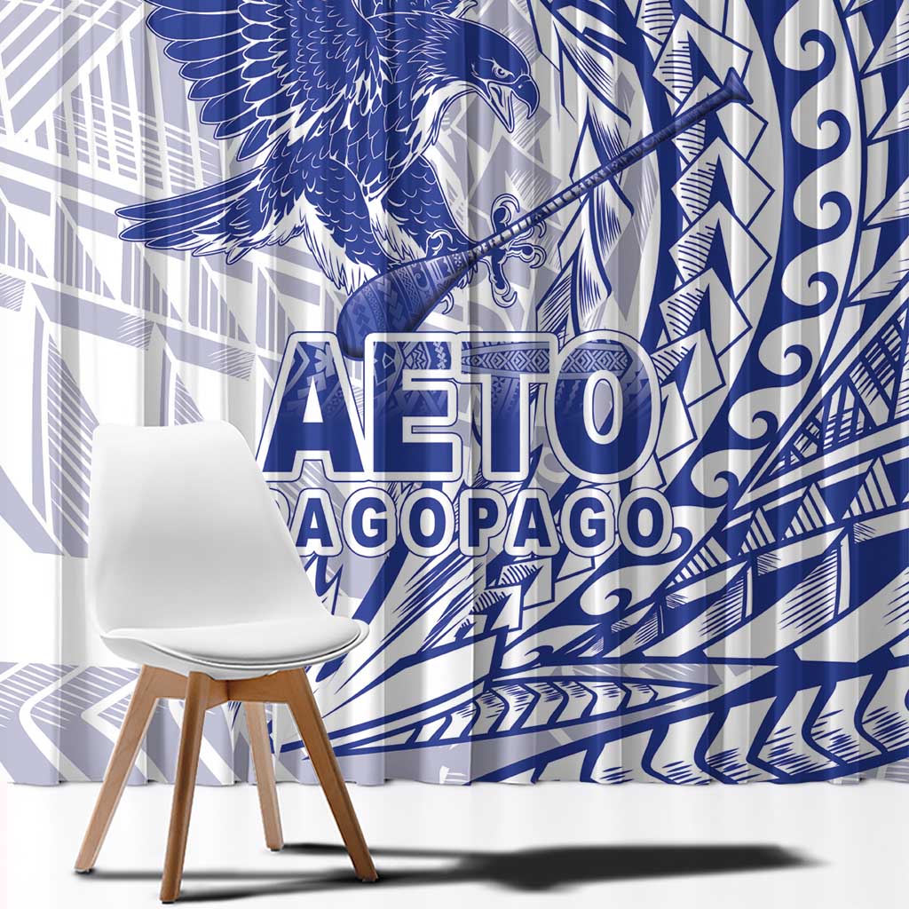 Samoa Pago Pago Aeto Window Curtain Wingstyle Blue-White Color - Polynesian Pride