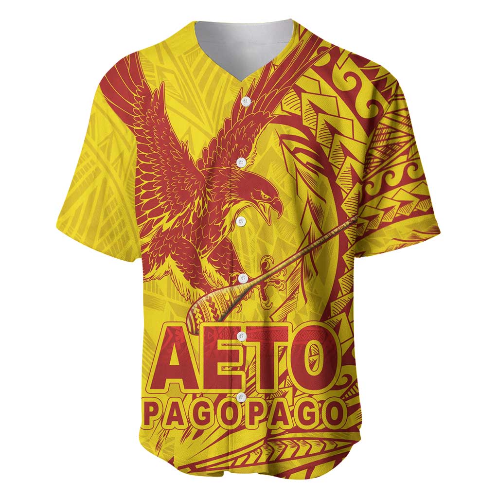 Samoa Pago Pago Aeto Baseball Jersey Wingstyle Red-Gold Color - Polynesian Pride