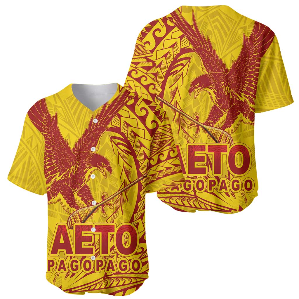 Samoa Pago Pago Aeto Baseball Jersey Wingstyle Red-Gold Color - Polynesian Pride